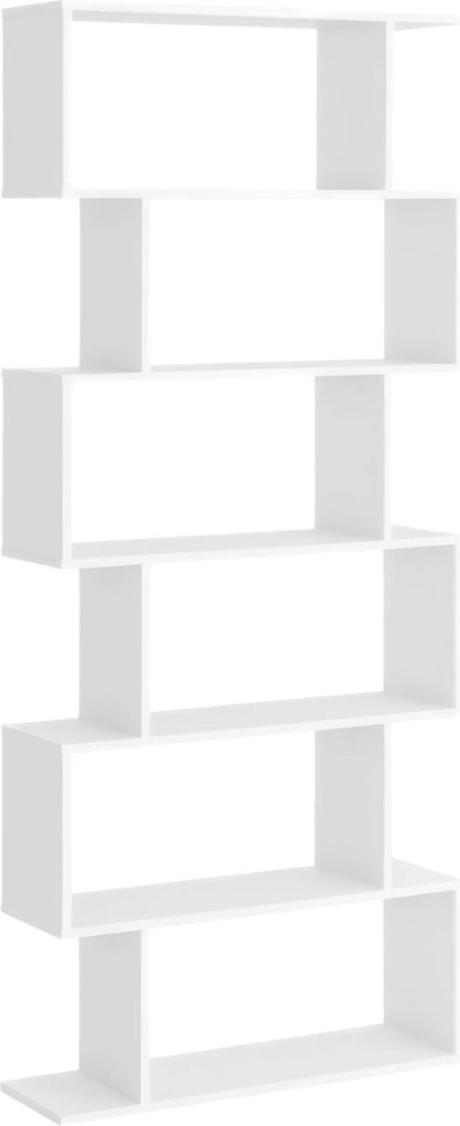 HOMCOM Moderný Knižnica so 6 Policami do Jedálne, Obývačky a Kancelárie 80x23x192 cm Biela | Aosom
