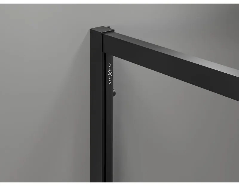 Mexen Exo, sprchovací kút s posuvnými dverami 145 x 80 cm, 6mm číre sklo, čierny profil, 8151-145-080-70-00