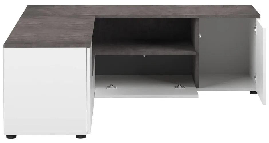 Sivo-biely TV stolík v dekore betónu 130x46 cm Angle – TemaHome