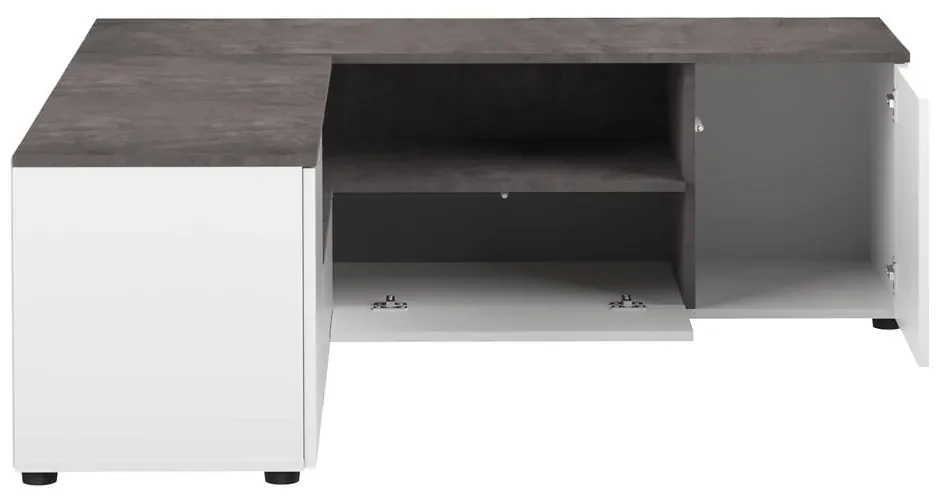 Sivo-biely TV stolík v dekore betónu 130x46 cm Angle – TemaHome