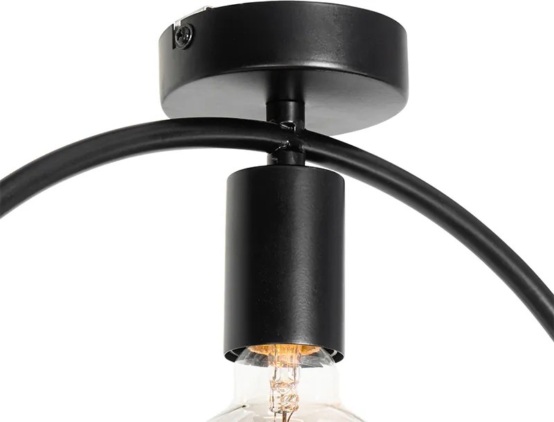 Moderné stropné svietidlo čierne so sklom okrúhle - Roslini