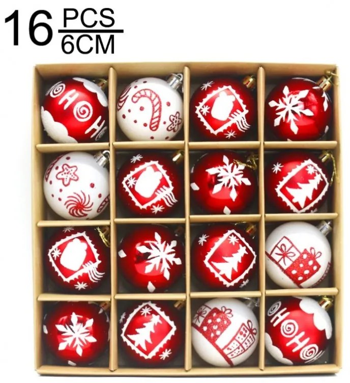 Súprava vianočných ozdôb RED&WHITE červeno-biele, 16 ks