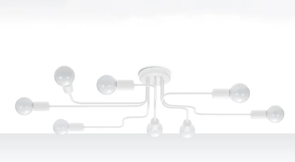 Stropné svietidlo Vector 8, biele telo svietidla