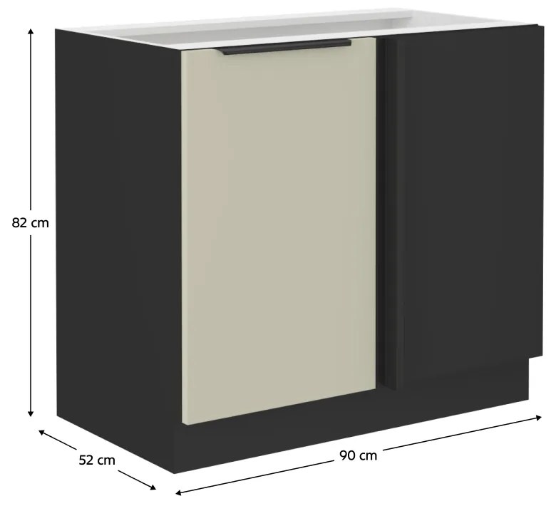 Dolná kuchynská skrinka Araka 105 ND 1F BB - kašmír / čierna