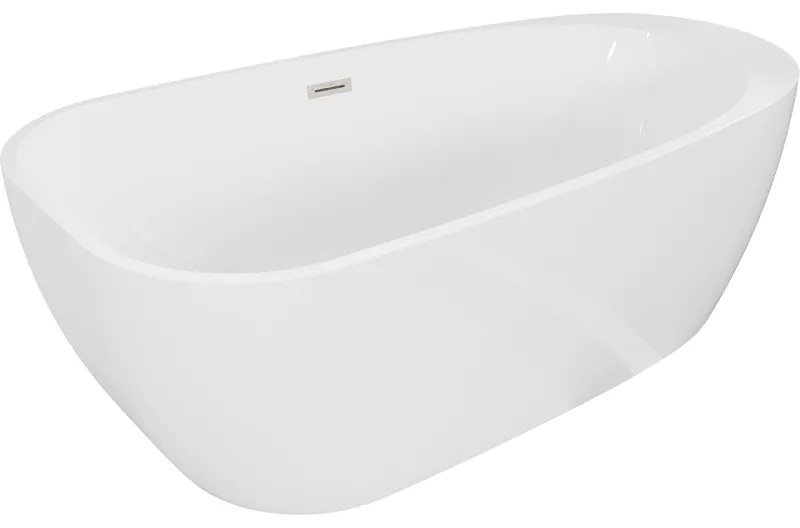 Mexen Giada, voľne stojaca vaňa 170 x 90 cm, biela lesklá, brúsená oceľ, 52741709000-97