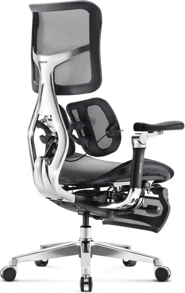Ergonomická kancelárska stolička s podnožkou Premium Normal Size, čierna: Diablo V-Kinetic