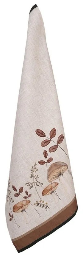 Béžová bavlnená utierka s hubkami Little Forest Jewels - 50*70 cm