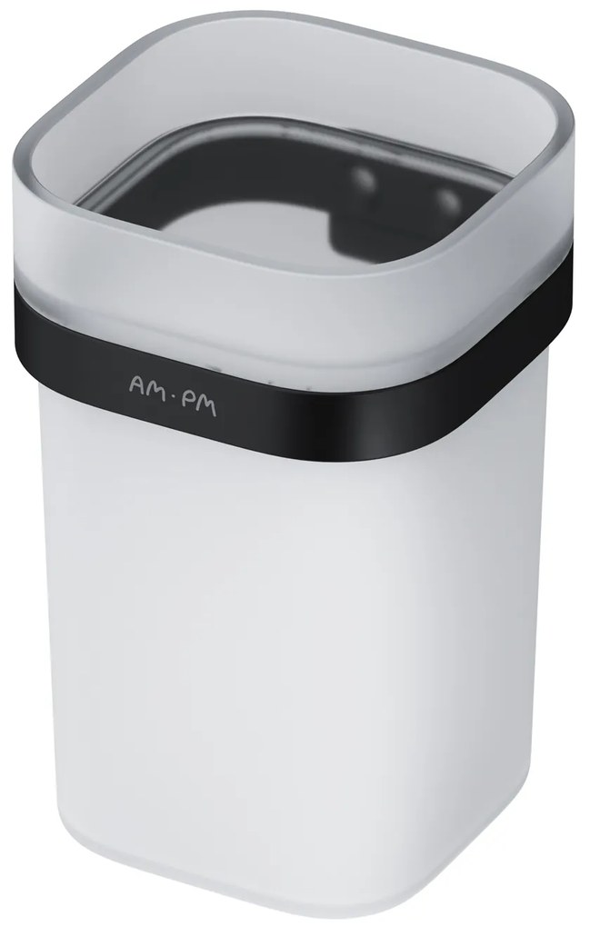 Sklenený pohár na zubné kefky AM.PM Func A8F34322 nástenný, čierny