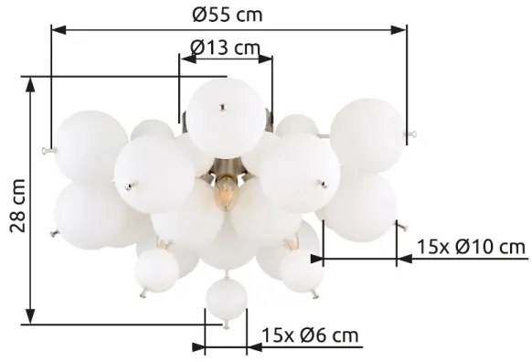 Globo 15633DO - Prisadený luster UDO 3xE14/25W/230V pr. 55 cm biela