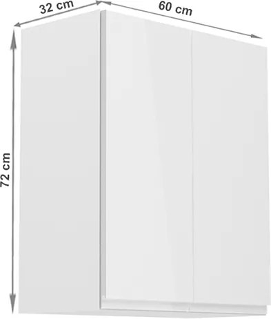 Horná kuchynská skrinka Aurora G602F - biela / sivý lesk