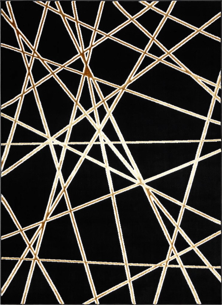 Dywany Łuszczów, Kusový koberec Allure 1964 black/gold, 80x150, čierna, kancelária