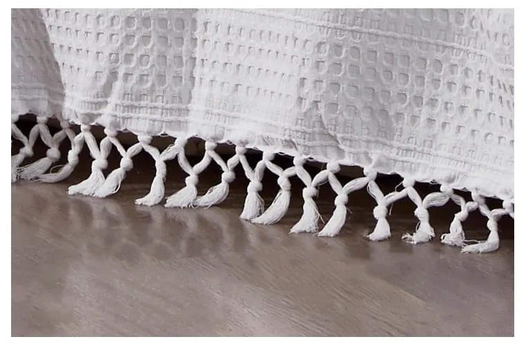 Biely bavlnený pléd na dvojlôžko 220x240 cm Lotus – Mijolnir