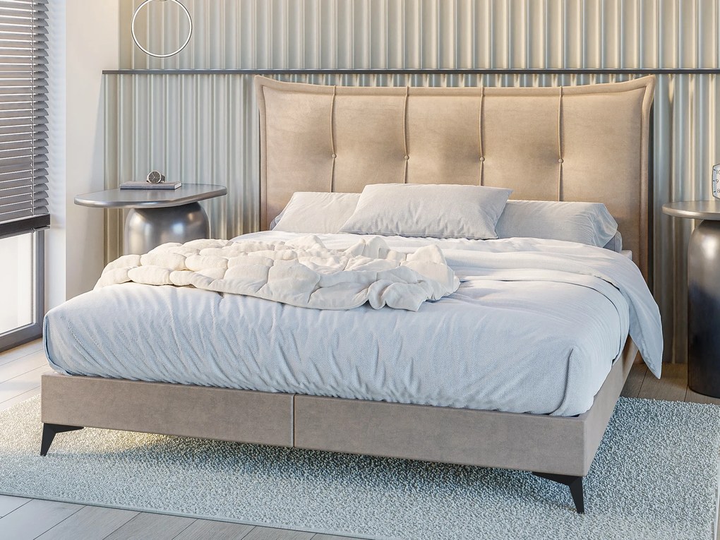 Jednolôžková posteľ Boxspring 120 cm Foxtrot (svetlobéžová) (s matracom a úl. priestorom). Vlastná spoľahlivá doprava až k Vám domov. 1043365