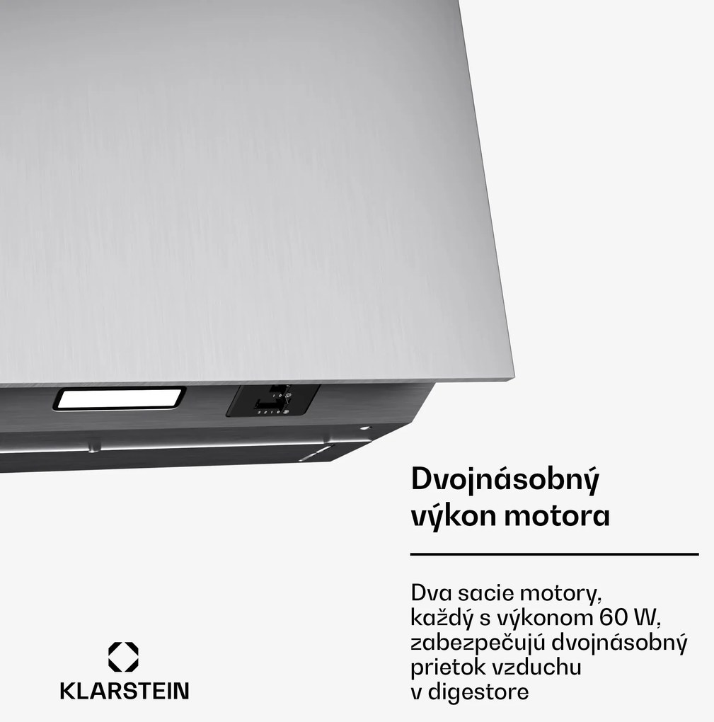 Klarstein Swift Square digestor, zabudovaný digestor, 402 m³/h, EEK C, Odsávanie/Recirkulácia, LED