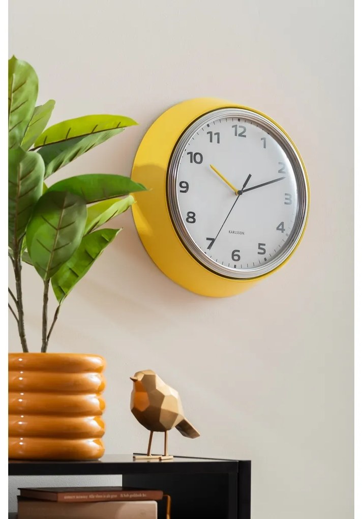 Karlsson 6006YE dizajnové nástenné hodiny žltá, pr. 34 cm