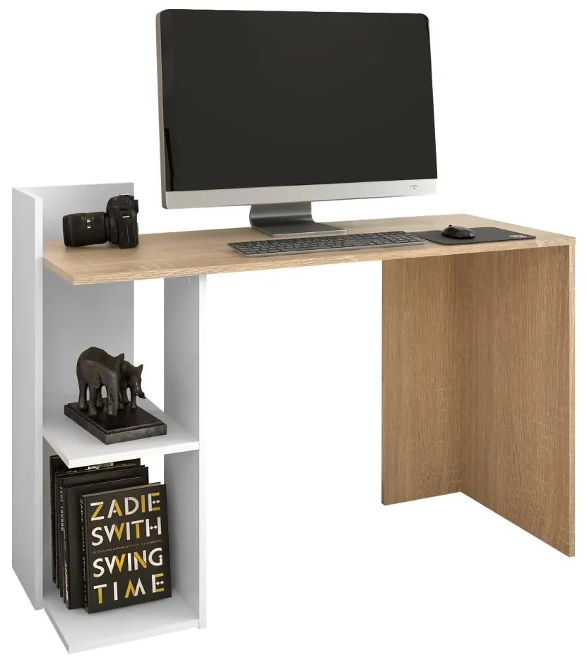 PC stolík Zunno (biela + dub sonoma). Vlastná spoľahlivá doprava až k Vám domov. 1119364