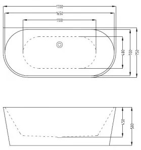 LAVITA CALDERA voľne stojaca vaňa 170 x 75 x 58 cm so sifónom Click-Clack biela lesklá 421491