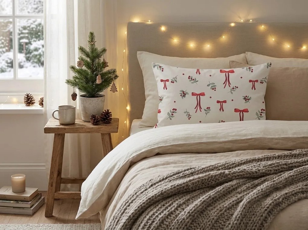 Bavlnená obliečka na vankúš HOLLY BOWS 50x70 cm, farebný
