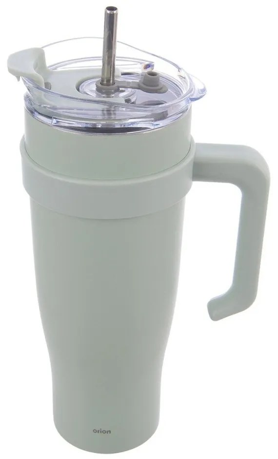 Šalviový zelený termo hrnček so slamkou 1,2 l Termo – Orion