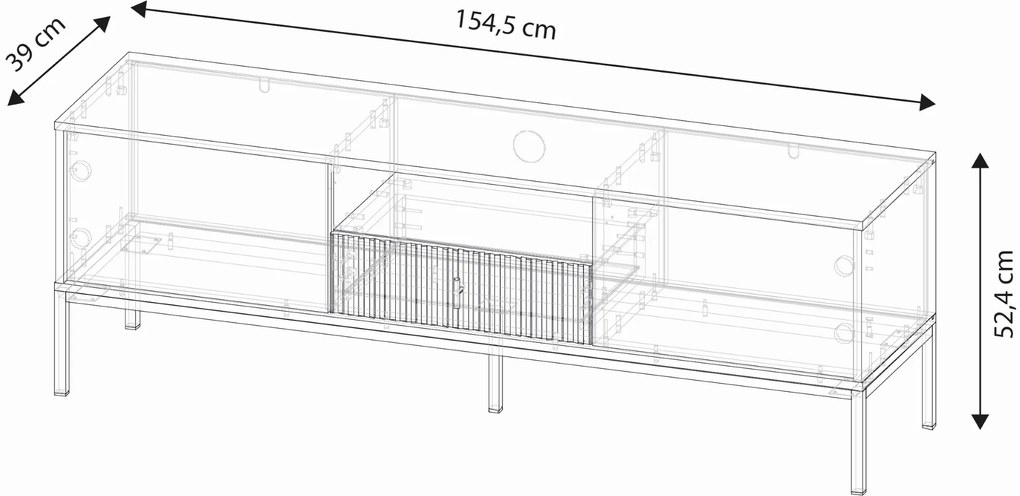 TV stolík Maggiore 154,5 cm zelená/zlatá