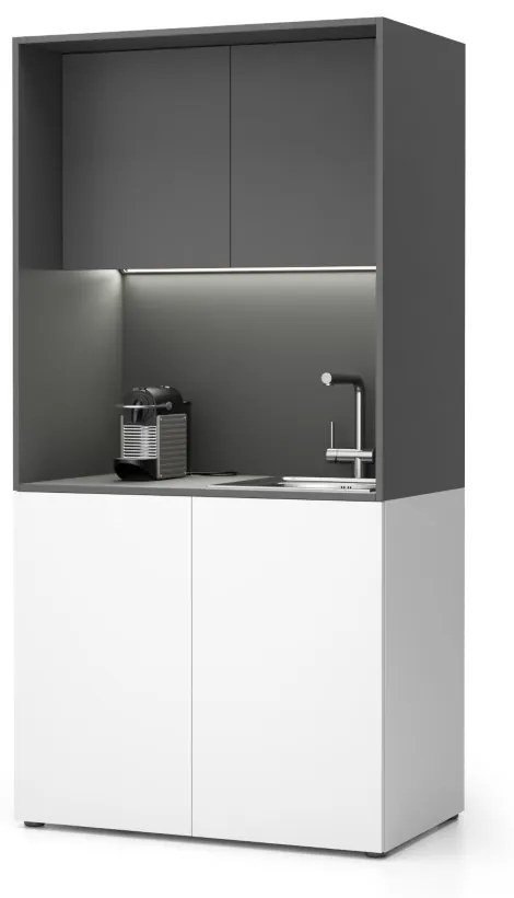 PLAN Kuchynka NIKA s drezom a batériou 1000 x 600 x 2000 mm, grafitová, pravá