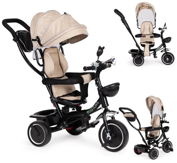 Béžová trojkolka s otočným sedadlom 360° Beige/Black