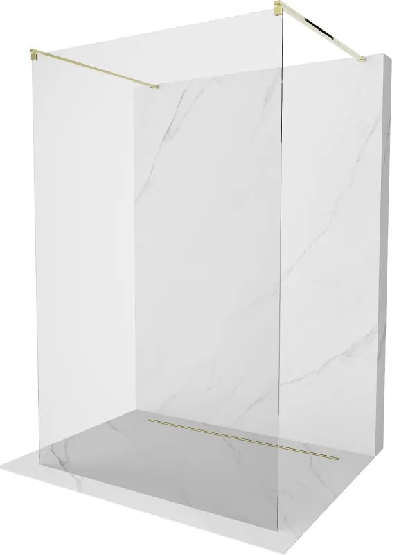 Mexen Kioto, sprchová zástena Walk-In 135 x 200 cm, 8mm číre sklo, zlatý lesklý profil, 800-135-002-50-00