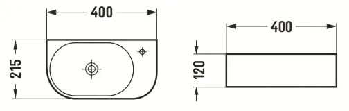 Mexen Viera, umývadlo na dosku 40x21x12 cm, ľavé, svetlá šedá matná, 21274061L