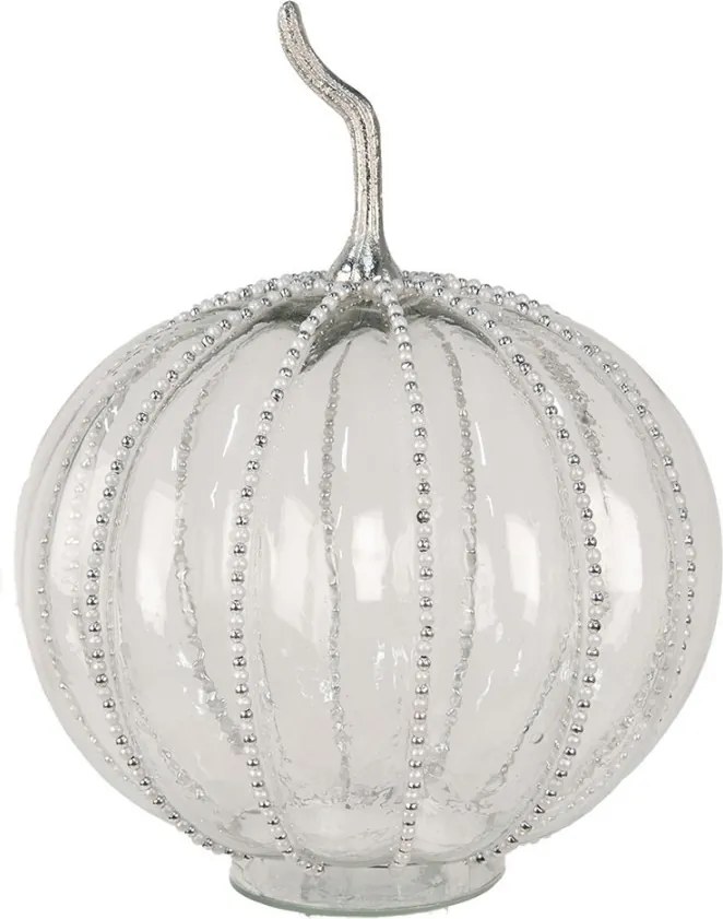 Transparentná sklenená tekvica Pumpkin s korálkami XL - Ø 25*33 cm