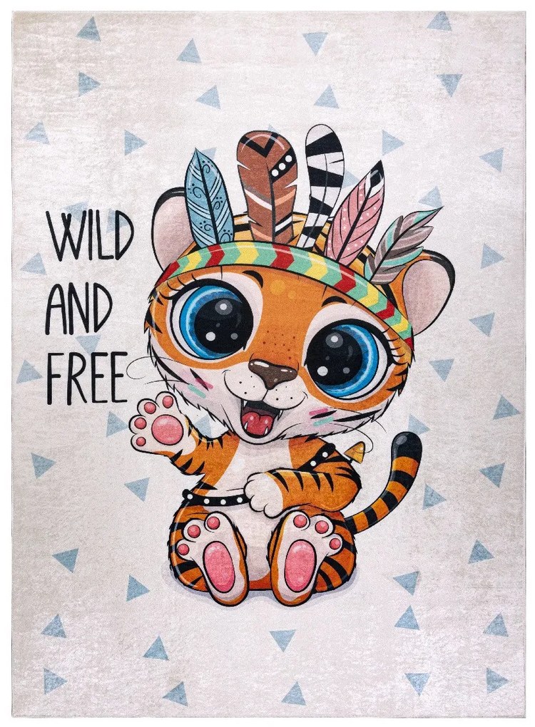 Detský kusový koberec Bambino 1960 Tiger indian white, 120x170, viacfarebná, detská izba, Dywany Łuszczów