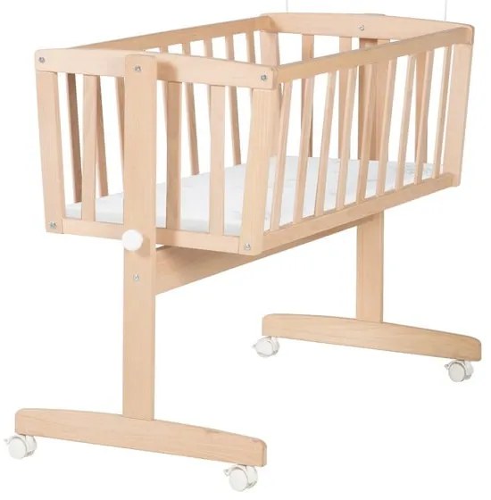 Kolíska z bukového dreva na kolieskach/s baldachýnom 40x90 cm v prírodnej farbe Adam and Owl – Roba