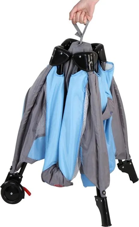 Cestovná postieľka s prebaľovacím pultom, modrá/sivá