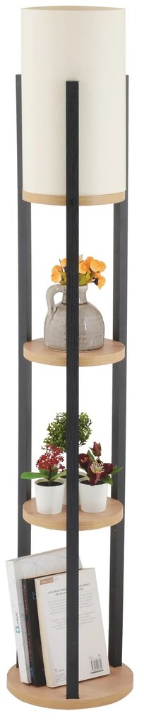 Stojací lampa Nora II černá/přírodní dub