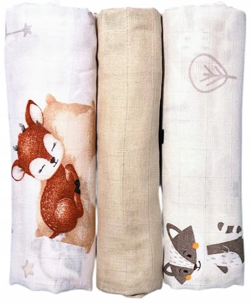 Vulpi Mušelínové látkové plienky Premium 60x75 3v1 zvieratká