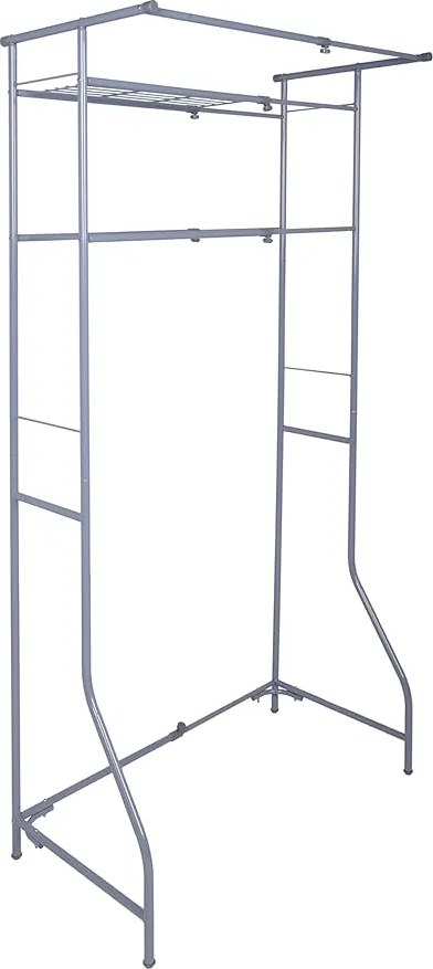Kovový kúpeľňový regál nad práčku FIXANO 170x60-90 cm, sivá