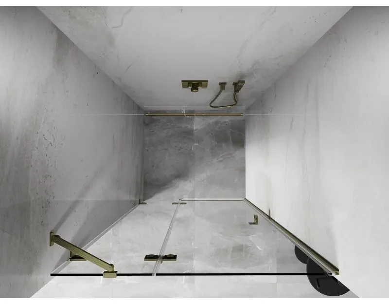 Mexen, Mexen Lunar ľavé výklopné sprchové dvere 70 cm, transparentné, brúsené zlaté - 834-070-000-55-00-L