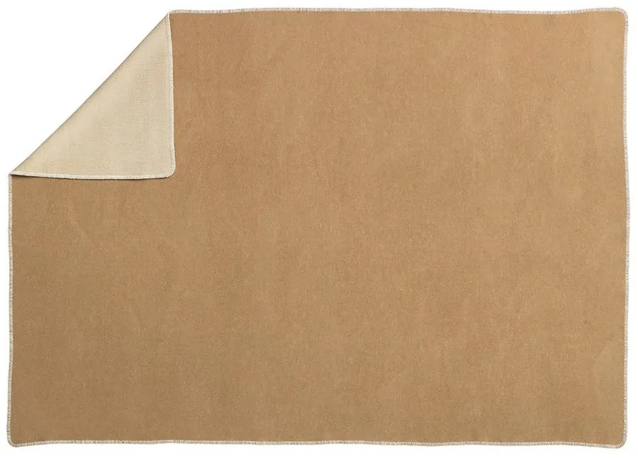 Okrovožltá deka s prímesou vlny 140x200 cm Ylva Ochre – Pappelina