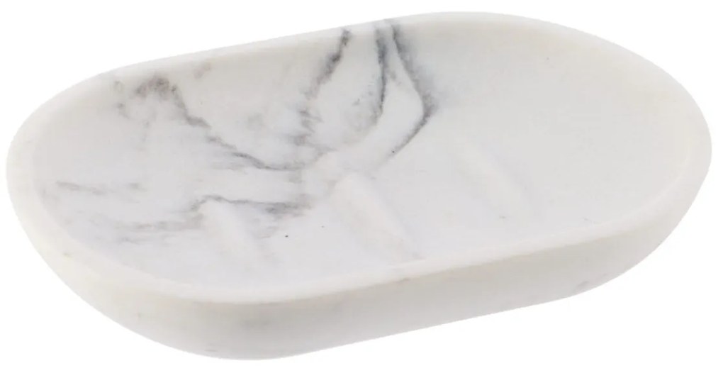 Sada kúpeľňových doplnkov Everist Marble, biela/s čiernymi prvkami