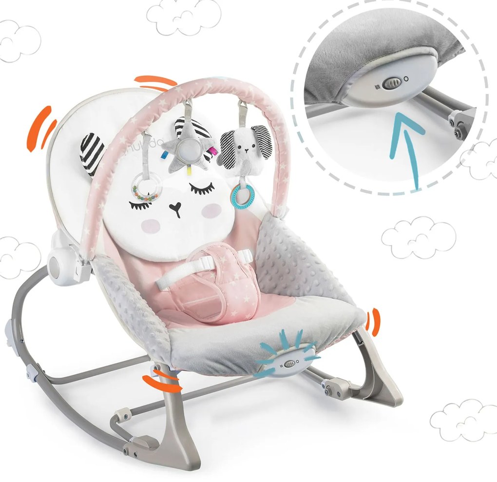 Hojdacie lehátko Nukido s vibráciou – ružové