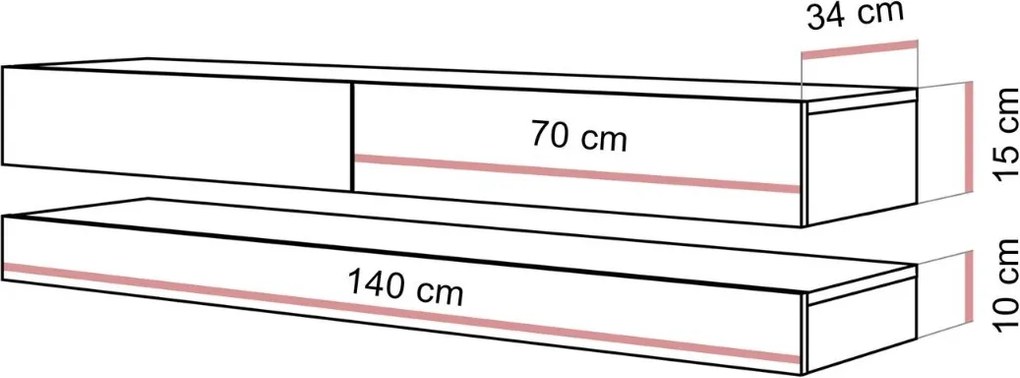 TV STOLIK SALLE BIELY LESK + ZLATÉ ÚCHYTKY 140 cm