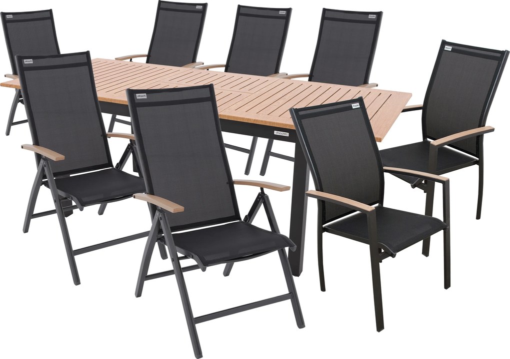 Doppler EXPERT WOOD antracit, polohovacie a stohovateľné kreslá, 6+2+1