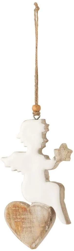 Závesný drevený anjelik so srdiečkom - 9 * 1,5 * 32cm