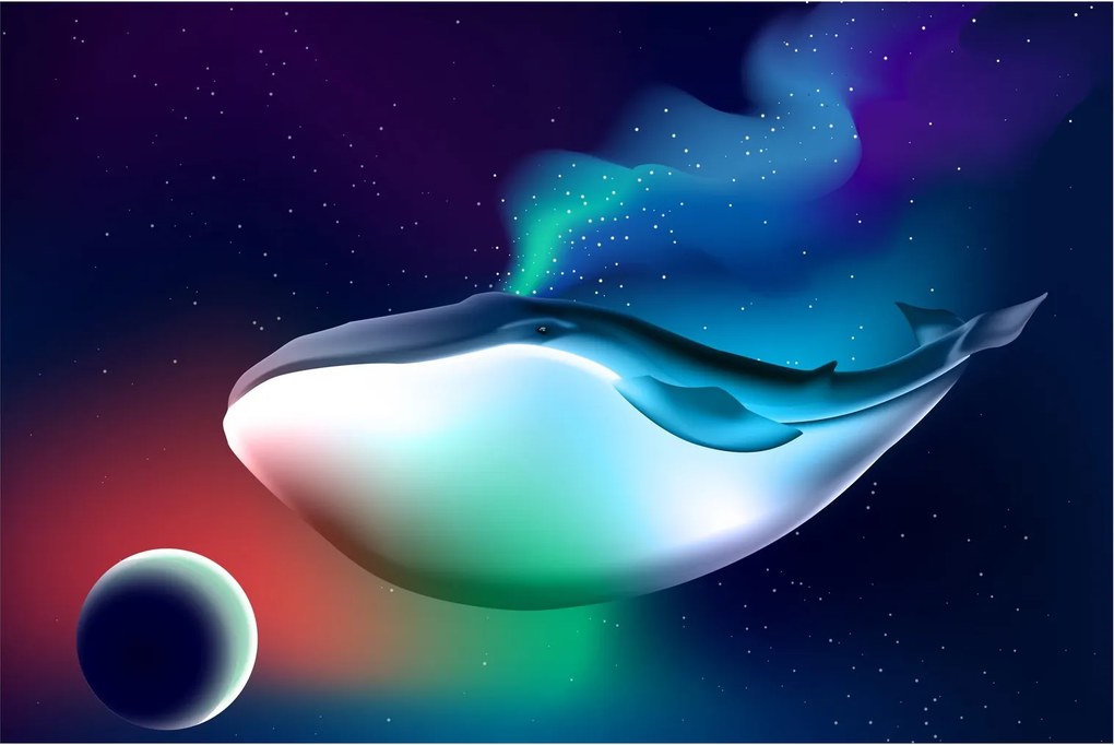 Obraz - Veľryba vo vesmíre (90x60 cm)
