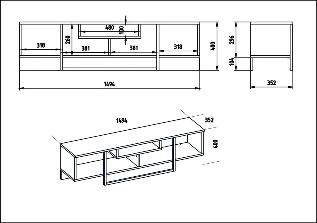 TV stolek ASAL 150 cm dub/černý