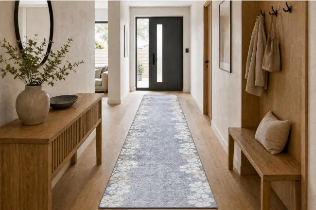 Protišmykový behúň LOTUS CLOVER 60960 sivý - hotový rozmer