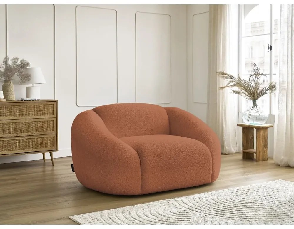 Oranžové kreslo z textílie bouclé Tina – Bobochic Paris