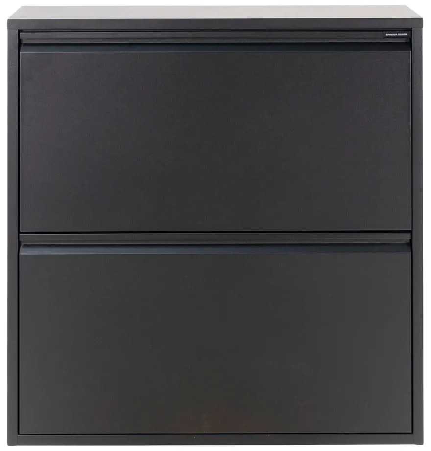 Čierna kovová výklopná skrinka na topánky 75x77,5x22,5 cm Billy – Spinder Design