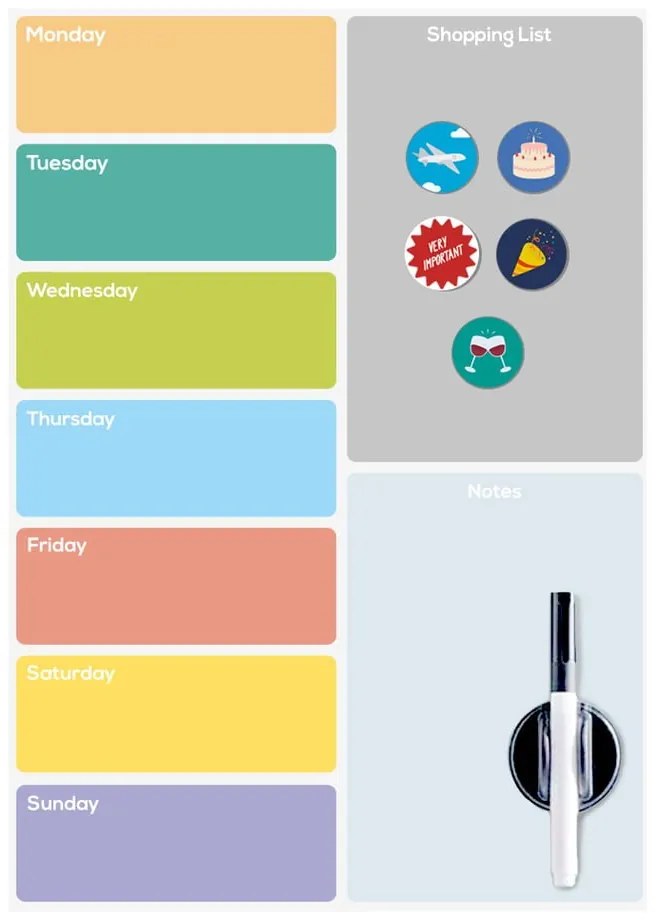 Magnetická tabuľa 30x42 cm Week Planner – Balvi