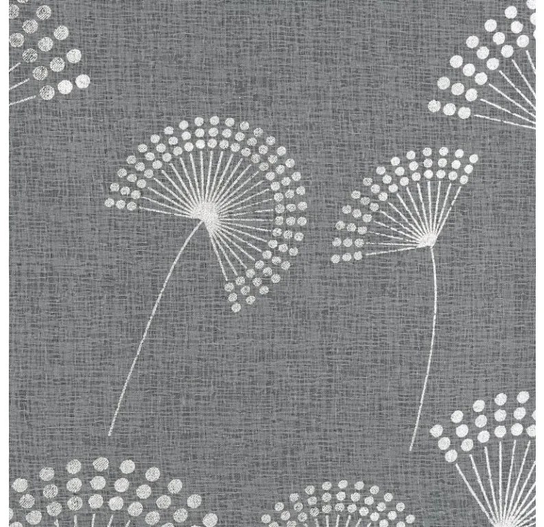 DECOREUM záclona so striebornou kvetinovou potlačou 300 cm x 250 cm biela 100 % polyester 101236