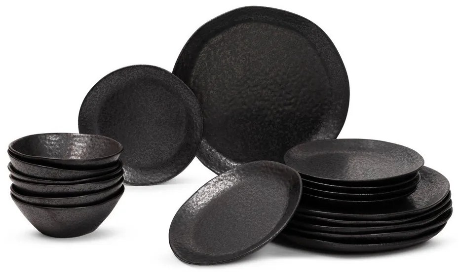 Kameninová jedálenská súprava 18 ks pre 6 osôb Dark Moon – Bonami Selection